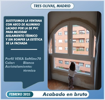 La ventana combinada con arco. Acabado en bruto