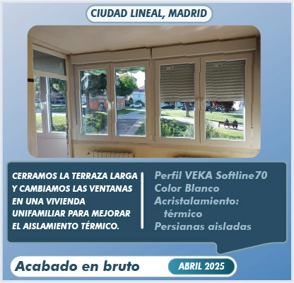 El cerramiento de terraza grande. Acabado en bruto